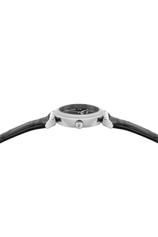 Montre à quartz en cuir - Noir et argenté