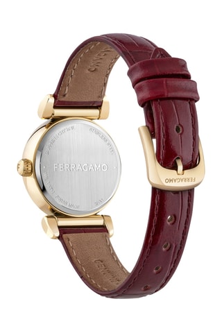 Montre à quartz en cuir - Bordeaux et doré