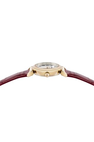 Montre à quartz en cuir - Bordeaux et doré