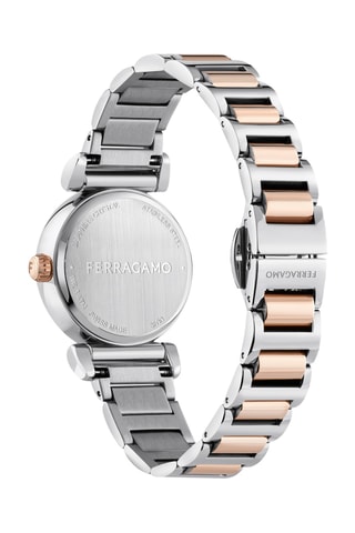Montre à quartz en acier et plaqué or rose