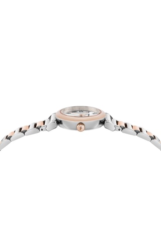 Montre à quartz en acier et plaqué or rose