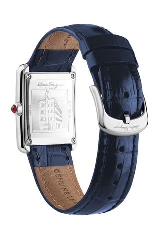Montre à quartz en cuir - Bleu et argenté