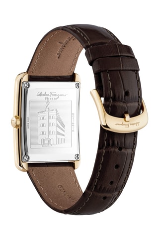 Montre à quartz en cuir de veau - Marron et doré