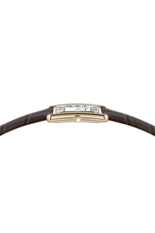 Montre à quartz en cuir de veau - Marron et doré