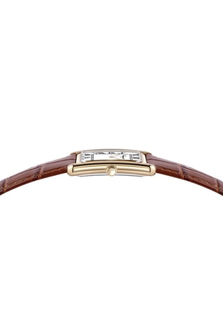 Montre à quartz en cuir de veau - Marron et doré
