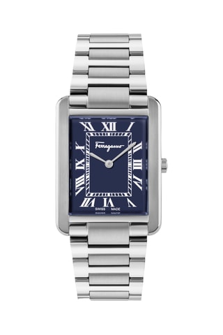 Montre à quartz en acier - Argenté et bleu foncé