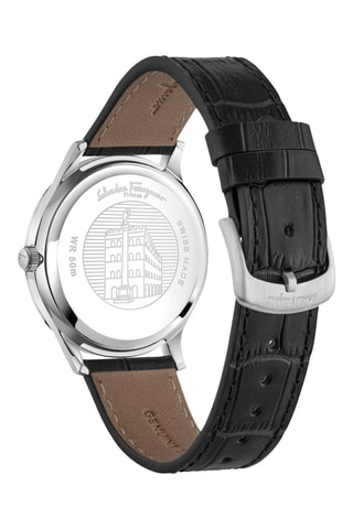 Montre à quartz en cuir - Noir et argenté