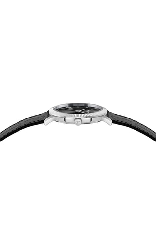 Montre à quartz en cuir - Noir et argenté