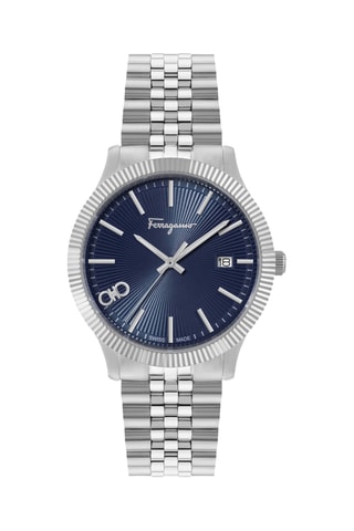 Montre à quartz en acier - Argenté et bleu