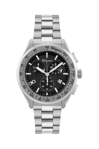 Montre à quartz en acier - Chronographe - Argenté et noir