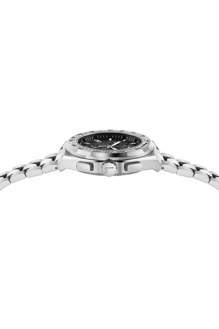 Montre à quartz en acier - Chronographe - Argenté et noir