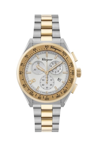 Montre à quartz en acier - Chronographe - Doré et argenté