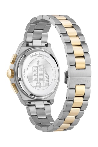 Montre à quartz en acier - Chronographe - Doré et argenté