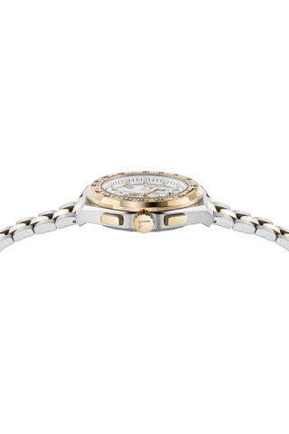 Montre à quartz en acier - Chronographe - Doré et argenté