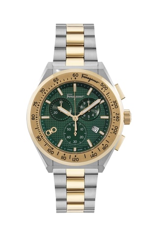 Montre à quartz en acier - Chronographe - Doré et argenté