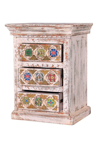 Table d'appoint 3 tiroirs en bois de manguier - 45 x 60 x 35 cm