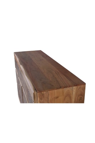 Commode 6 tiroirs - Naturel et noir - Structure en acacia - 125 x 86 x 40 cm