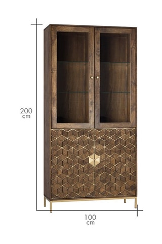 Meuble vitrine en manguier - 200 x 100 x 40 cm