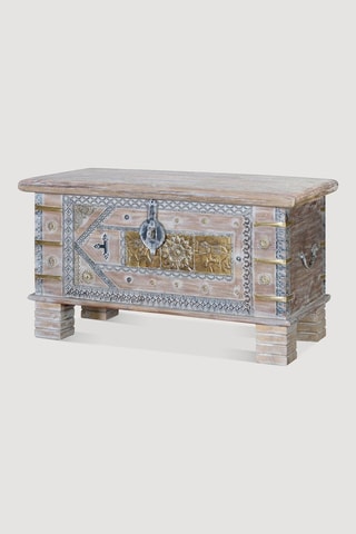 Coffre en manguier et bronze - 80 x 45 x 40 cm