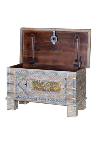 Coffre en manguier et bronze - 80 x 45 x 40 cm