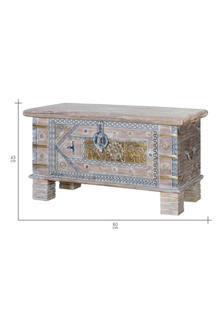 Coffre en manguier et bronze - 80 x 45 x 40 cm