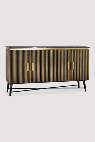 Buffet 4 portes en manguier et marbre - 107 x 90 x 42 cm