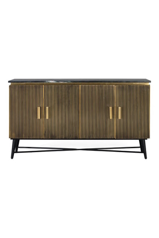 Buffet 4 portes en manguier et marbre - 107 x 90 x 42 cm