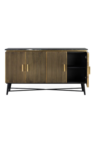 Buffet 4 portes en manguier et marbre - 107 x 90 x 42 cm