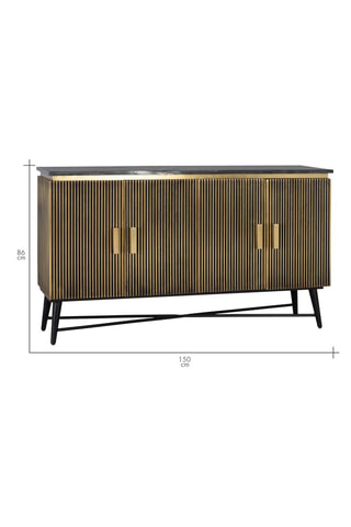 Buffet 4 portes en manguier et marbre - 107 x 90 x 42 cm