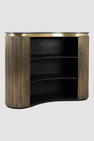 Meuble bar en manguier et marbre - 145 x 110 x 57 cm