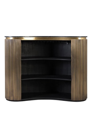 Meuble bar en manguier et marbre - 145 x 110 x 57 cm