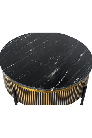 Table basse en manguier, marbre et bronze - 70 x 42 x 70 cm