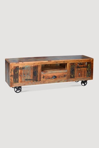 Meuble TV 2 portes en bois recyclé - 160 x 55 x 40 cm