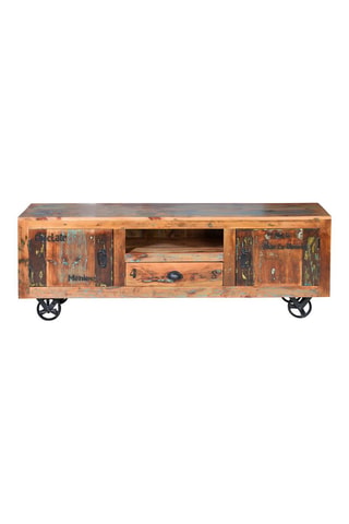 Meuble TV 2 portes en bois recyclé - 160 x 55 x 40 cm