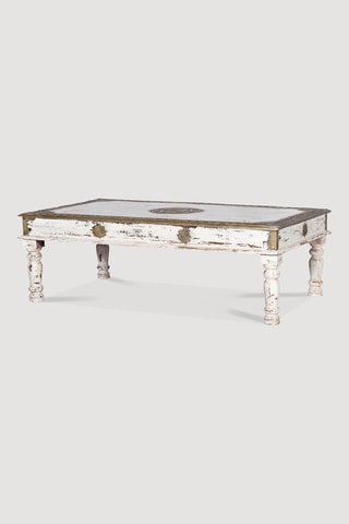 Table basse en manguier et bronze - 140 x 45 x 80 cm