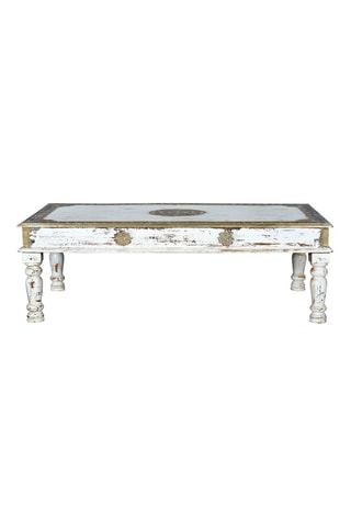 Table basse en manguier et bronze - 140 x 45 x 80 cm