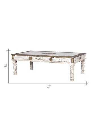Table basse en manguier et bronze - 140 x 45 x 80 cm
