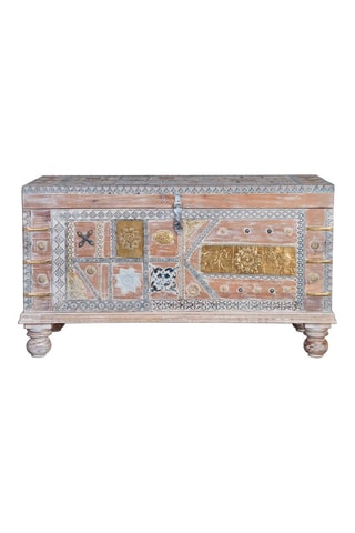 Coffre en manguier et bronze - 100 x 40 x 57 cm