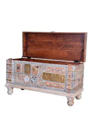 Coffre en manguier et bronze - 100 x 40 x 57 cm