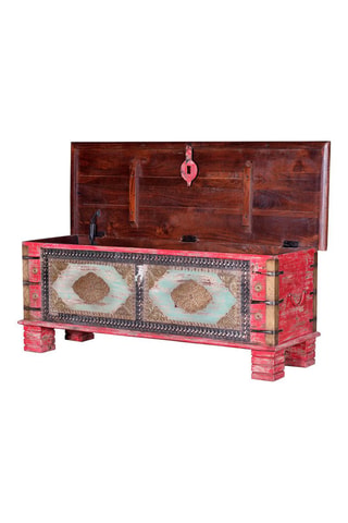 Coffre en manguier et bronze - 116 x 45 x 40 cm