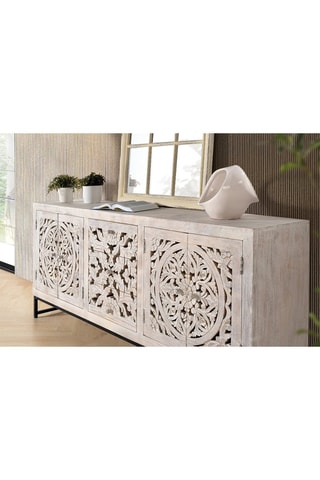 Buffet 4 portes en manguier - 190 x 38 x 81 cm