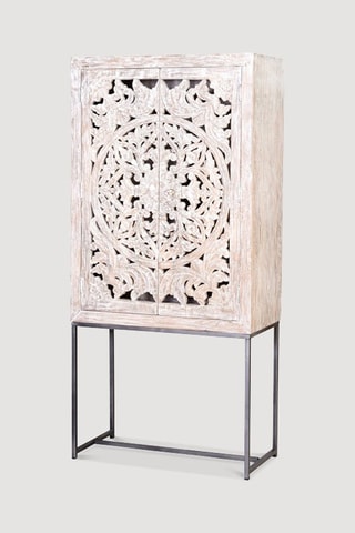 Meuble de rangement 2 portes en manguier - 85 x 38 x 176 cm