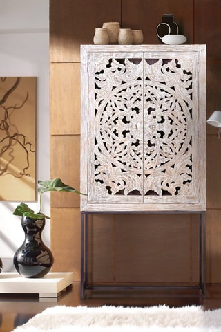 Meuble de rangement 2 portes en manguier - 85 x 38 x 176 cm
