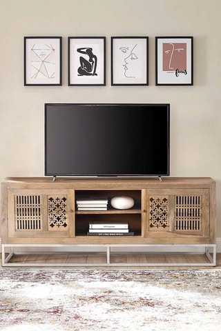 Meuble TV 2 portes en manguier - 160 x 65 x 40 cm