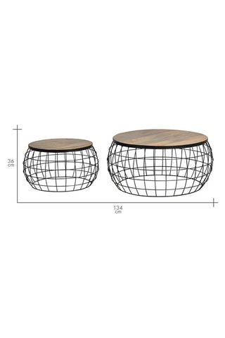2 tables basses en manguier - 76 x 36 cm / 58 x 31 cm