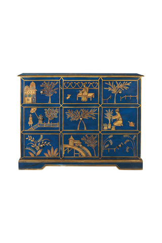 Commode 9 tiroirs en manguier - 120 x 90 x 40 cm