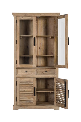 Vitrine 4 portes en manguier - 90 x 180 x 40 cm