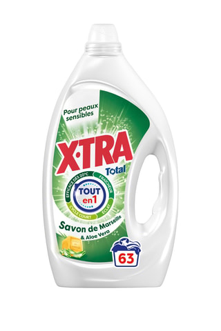 4 x Lessive Total 4+1 Savon de Marseille et aloe vera XTra - 63 lavages - 2,83 l