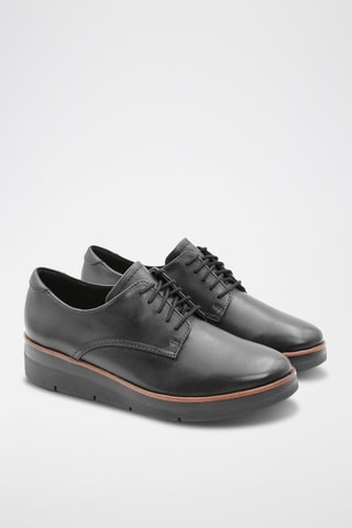Derbys compensés en cuir Shaylin Lace - Noir
