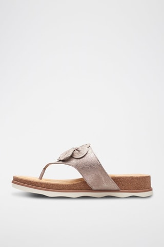 Tongs en cuir Brynn - Taupe